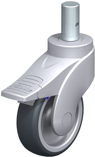 Blickle LWGX-TPA 101G-FI-ZAX55 Kunststoff-Lenkrolle WAVE, rostfrei, mit Zapfen & Feststeller, Thermoplastisches Gummi-Elastomer, Grau, 751639