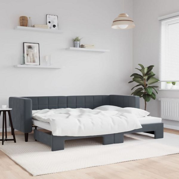 vidaXL Tagesbett Ausziehbar Dunkelgrau 80x200 cm Samt, 3196685