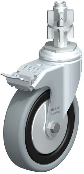 Blickle LKRA-VPA 126G-11-FI-FA-E15 Apparate-Lenkrolle mit Expander & Feststeller, Vollgummi, Grau, 750829