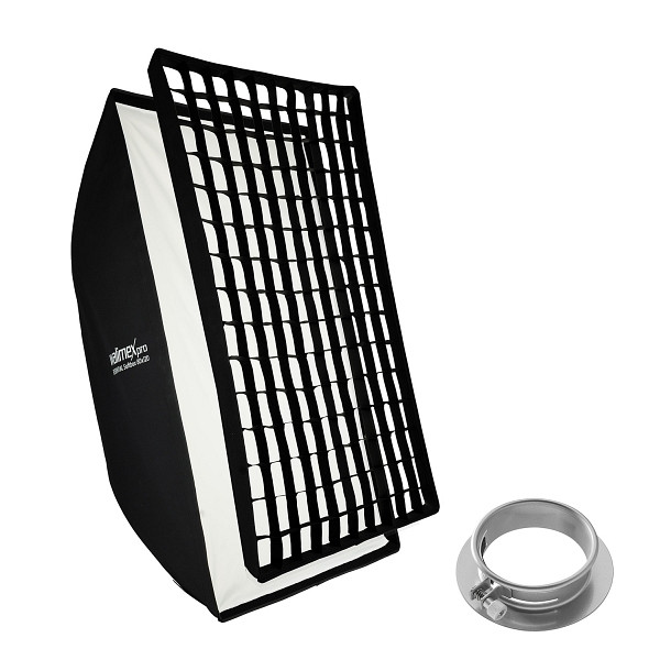 Walimex pro Essential Softbox 80x120cm + Softboxadapter für Profoto (Außendurchmesser: 15,2 cm), um 360° drehbar, einfacher Aufbau, inkl. Grid, 1023471
