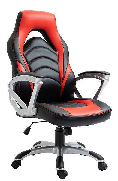 CLP Bürostuhl Foxton Kunstleder, schwarz/rot, 316015