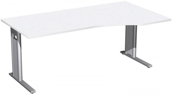 geramöbel PC-Schreibtisch rechts starr, C Fuß Blende optional, 1800x1000x720, Weiß/Silber, N-648305-WS