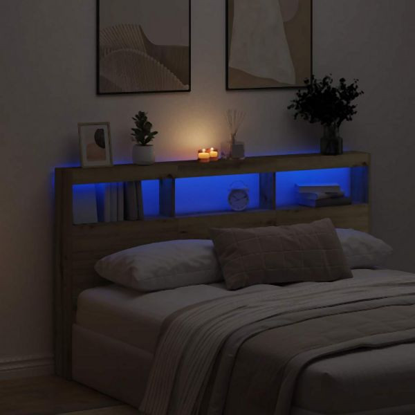 vidaXL LED-Kopfteil mit Ablagen Artisan-Eiche 180x17x102 cm, 863135