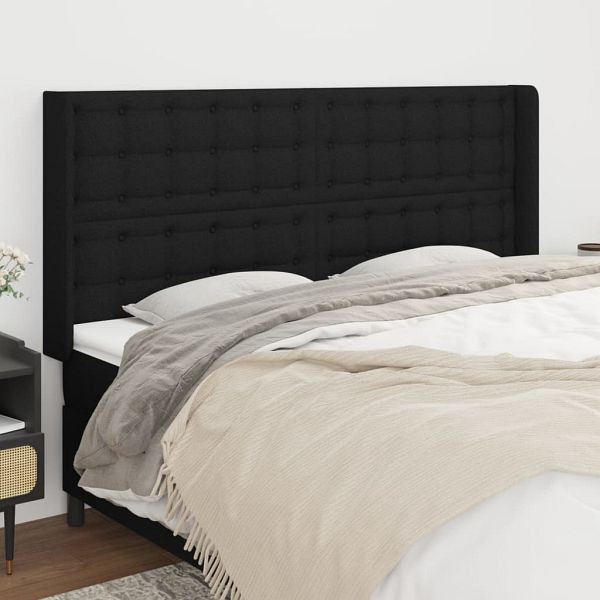 vidaXL Kopfteil mit Ohren Schwarz 163x16x118/128 cm Stoff, 3120022
