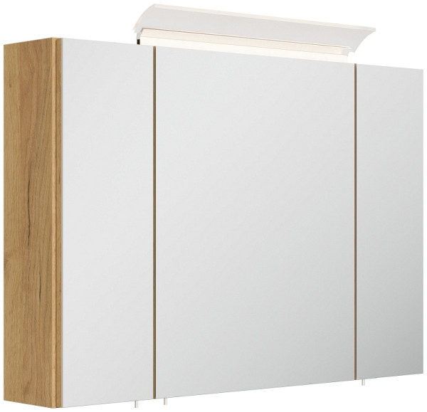 Posseik Spiegelschrank 90cm inkl. Design LED-Lampe und Glasböden eiche gold, PSPS90CM1000010DE