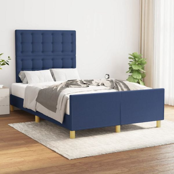 vidaXL Bettgestell mit Kopfteil Blau 120x200 cm Stoff, 3125371