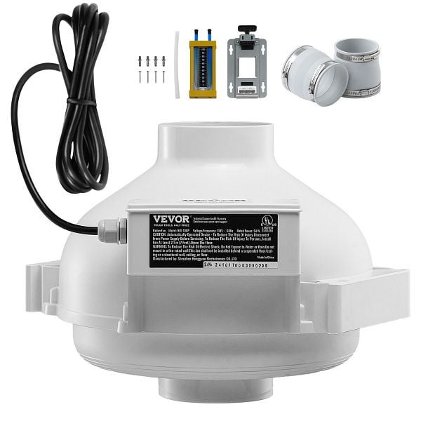 VEVOR 98-89mm Radon-Minderungs-Lüftersystem-Kit 260CFM Inline-Kanalventilator, DFSTJ4INCH267V2HBV2