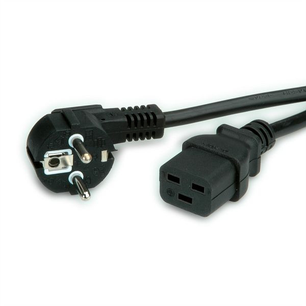 VALUE Netzkabel Schutzkontakt- IEC320-C19 16A, schwarz, 2 m, 19.99.1552