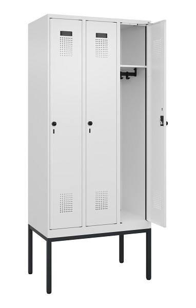 C+P Spind Evolo PLUS, Gestell, 3 Abteile, 2120x900x500mm, 9016/9016, Verschluss Drehriegel, Ablageböden 3, 0490307-30 S10020