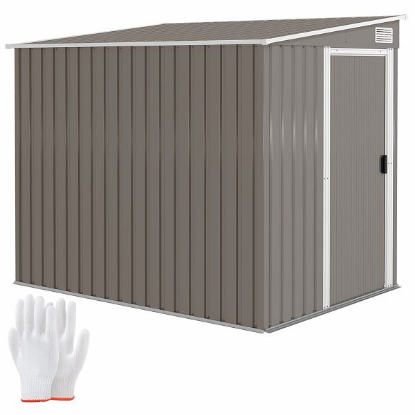 Outsunny Metall Gerätehaus 2,81m² 154x206,5x181 cm Geräteschuppen mit Pultdach Fundament, 845-983V00LG