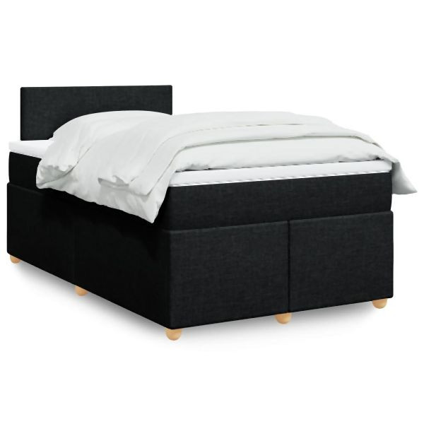 vidaXL Boxspringbett mit Matratze Schwarz 120x190 cm Stoff, 3286614