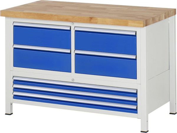 RAU Werkbank Serie 8000 - Modell 8934, B1250 x T700 x H840 mm, Systemunterbau B1235 x T650 x H800 mm, 03-8934A2-127B4S.11