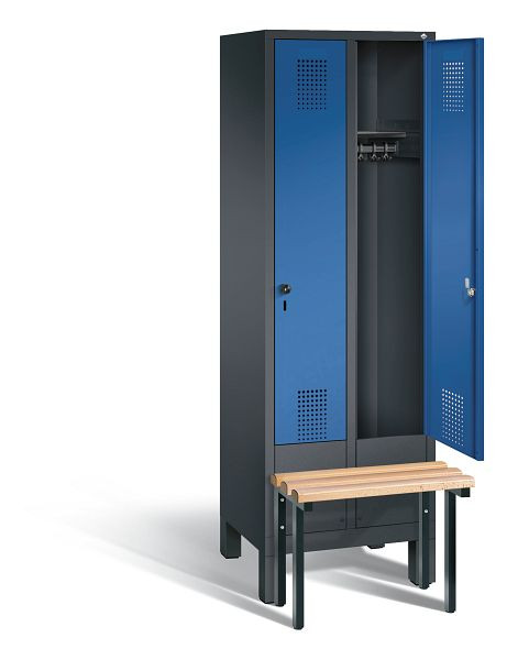 C+P Garderobenschrank Evolo, H1850xB610xT815mm, Farbe: Schwarzgrau / Enzianblau, 48030-20 S10087