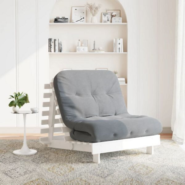 vidaXL Futon Schlafsofa mit Matratze Weiß 80x206x11 Massivholz Kiefer, 846757