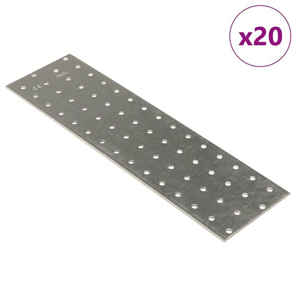 vidaXL Lochplatten 20 Stk. 2 mm 300x80 mm Verzinkter Stahl, 155542