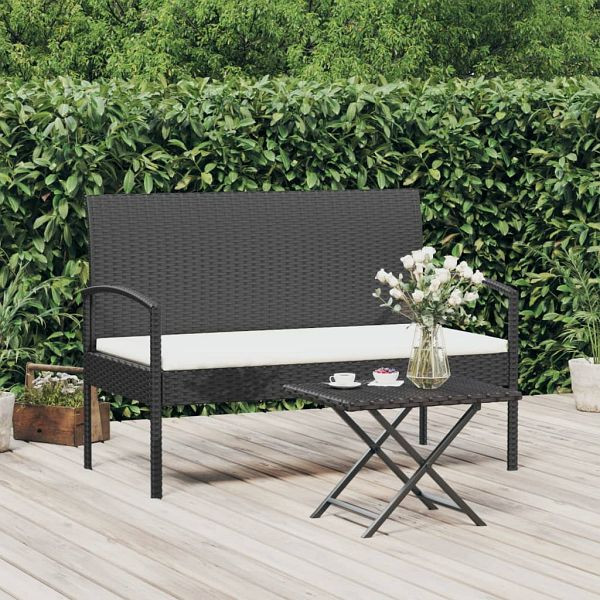 vidaXL Gartenbank mit Kissen Schwarz 105 cm Poly Rattan, 362166