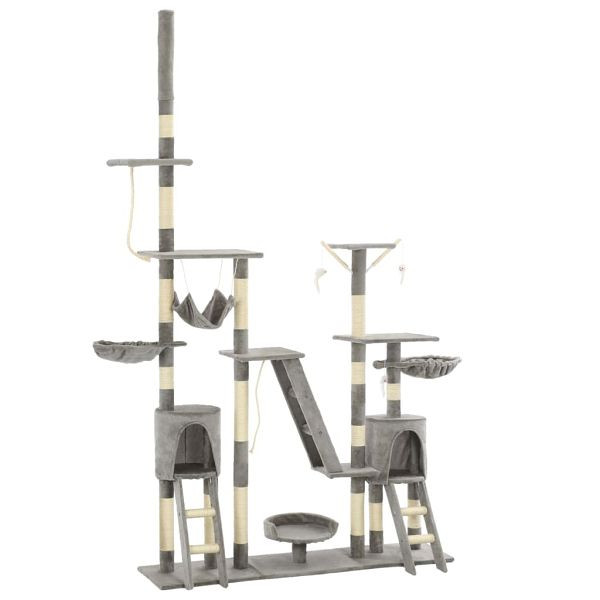 vidaXL Katzen-Kratzbaum mit Sisal-Kratzsäulen 230 - 250 cm Grau, 170617
