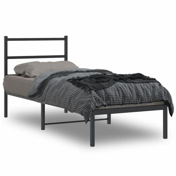 vidaXL Bettgestell mit Kopfteil Metall Schwarz 80x200 cm, 355356