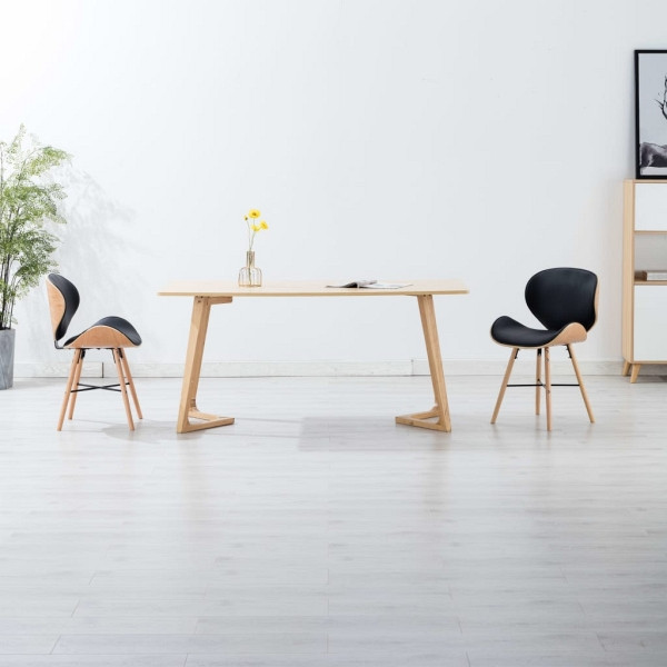 vidaXL Esszimmerstühle 2 Stück Schwarz Kunstleder und Bugholz, 283144