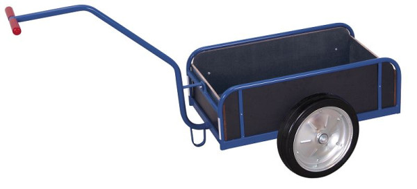 VARIOfit Handwagen mit Bordwand, Ladefläche: 805 x 535 mm, RAL 5010 enzianblau, Radsatz: Vollgummibereifung, zu-1283