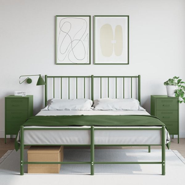 vidaXL Nachttische 2 Stück Olivgrün 36x39x68 cm Kaltgewalzter Stahl, 843087