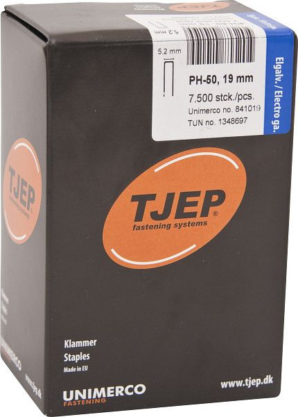 TJEP PH-50 19mm Klammer, verzinkt Box 7.500 Stück, Klammern, 841019