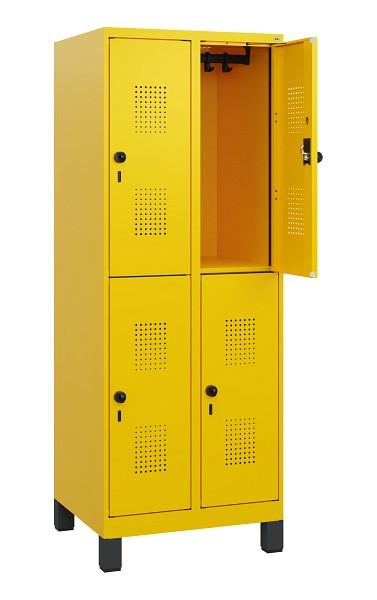 C+P Doppelstöckiger Spind Evolo PLUS, Füße, 4 Fächer, 1630x600x500mm, 1023/1023, Drehriegel, 0493105-20 S10027