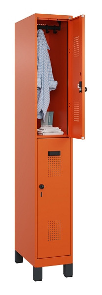C+P Doppelstöckiger Spind Evolo PLUS, mit Füßen, 2 Fächer, 1950x300x500mm, 2004, Drehriegel, 049310-10 S10023