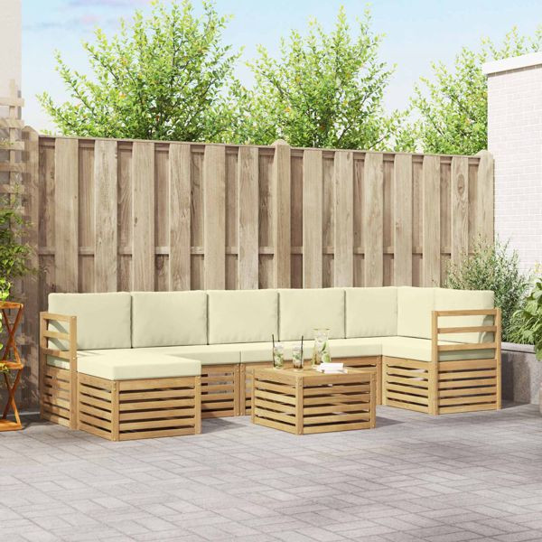 vidaXL Outdoor-Sofagarnitur 8-teilig Weiß und Creme 59 x 59 x 37 cm, 3392215