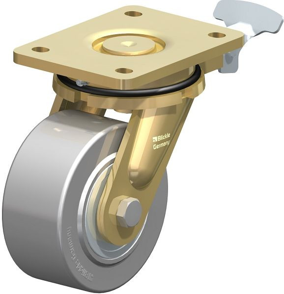 Blickle LS-SVS 127K-RI4 Stahlgeschweißte Schwerlast-Lenkrolle, schwere Drehkranz-Ausführung, Stahl, Grau, 741417