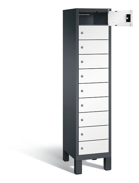 C+P Schließfachschrank Evolo, H1850xB420xT500mm, Farbe: Schwarzgrau / Verkehrsweiß, 48010-1210 S10089