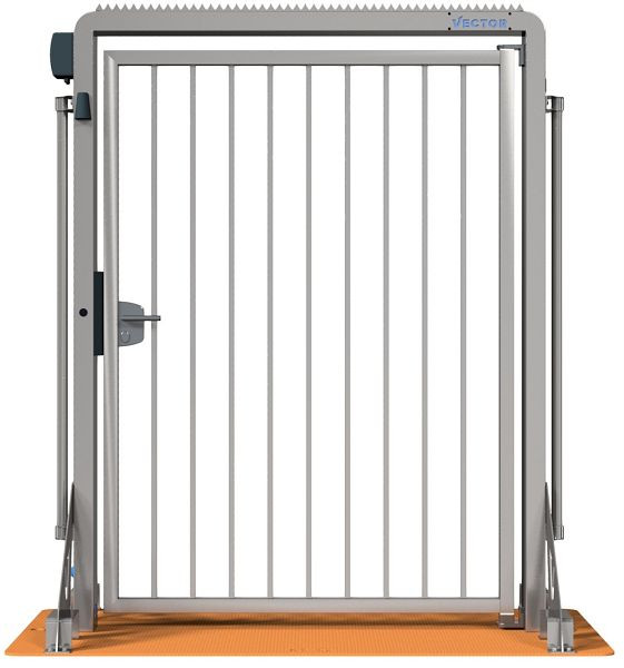 SCHAKE-VECTOR Mobile Tür V-Door-Steelplate, verzinkt, ohne Zutrittskontrolle, mit Bauzaunmodul, auf Stahlplatte montiert, mit Klinke, VPDO22VOB0182