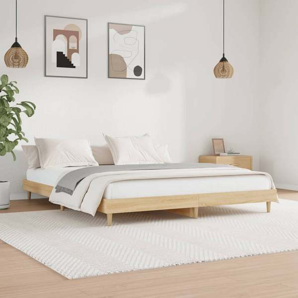 vidaXL Bettgestell Sonoma-Eiche 140x200 cm Holzwerkstoff, 832040