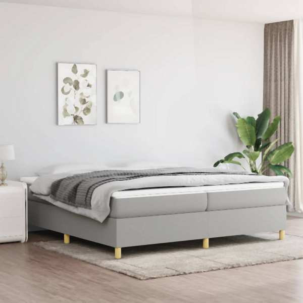 vidaXL Boxspringbett mit Matratze Hellgrau 200x200 cm Stoff, 3144546