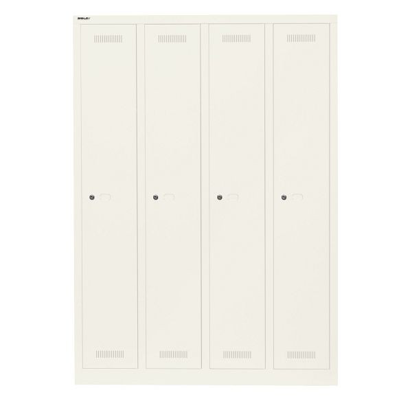 Bisley Garderobenschrank Monobloc™, 4 Abteile je 1 Fach, 696 verkehrsweiß, ML11Q1696