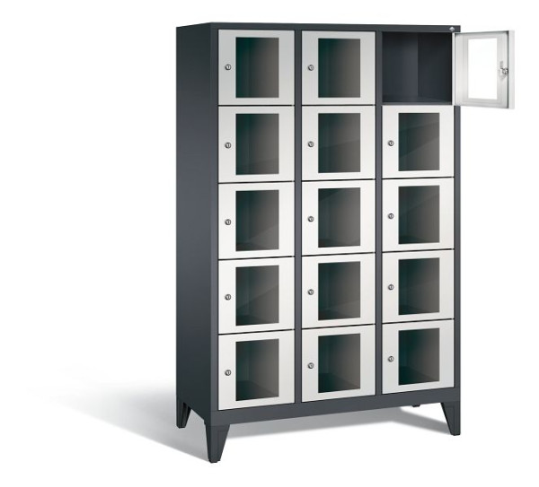 C+P Schließfachschrank Classic, H1850xB1200xT500mm, Farbe: Schwarzgrau / Lichtgrau, 8010A325 S10013