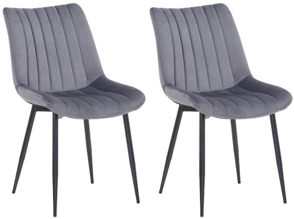 CLP 2er Set Stühle Rahden Samt, grau, 319437, 4251756465766