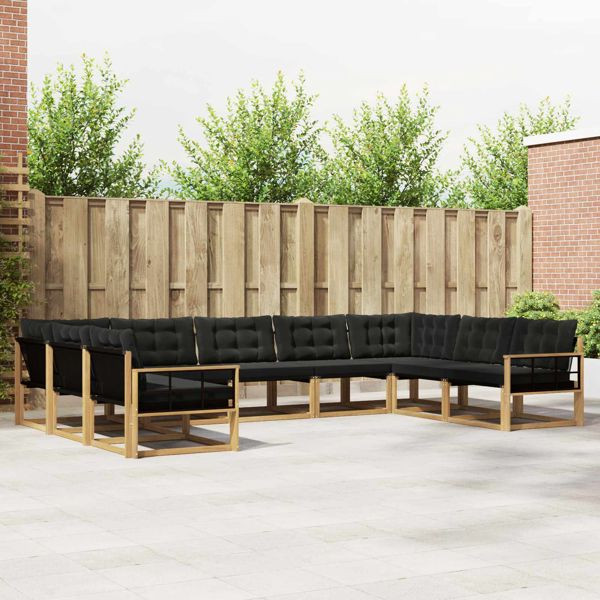 vidaXL Outdoor-Sofagarnitur mit Kissen 9-teilig Weiß und Schwarz, 3389074