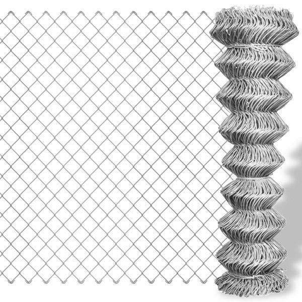 vidaXL Maschendrahtzaun Verzinkter Stahl 25x0,8 m Silbern, 141490
