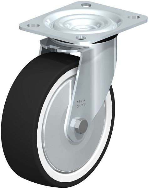 Blickle L-POTH 125R-FA Stahlblech-Lenkrolle, mittelschwere Ausführung, mit Anschraubplatte, Thermoplastisches Polyurethan, Grau, 82206