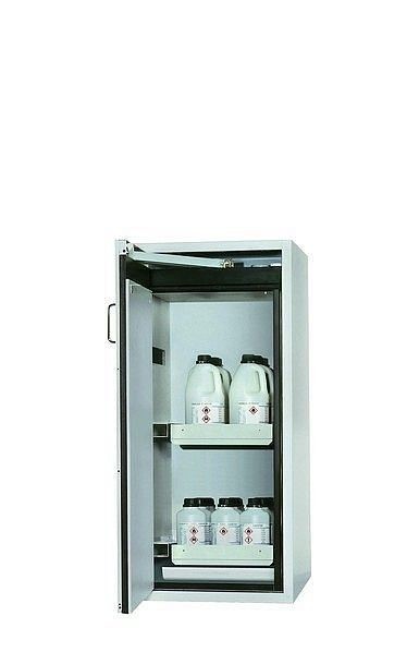 asecos Sicherheitsschrank S-CLASSIC-90, S90.129.060.WDAS in lichtgrau RAL 7035 mit 2x Auszugswanne Standard (Stahlblech), 30239-001-30721