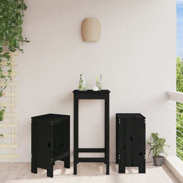 vidaXL Barhocker 2 Stück Schwarz 40x36x75 cm Massivholz Kiefer, 825349