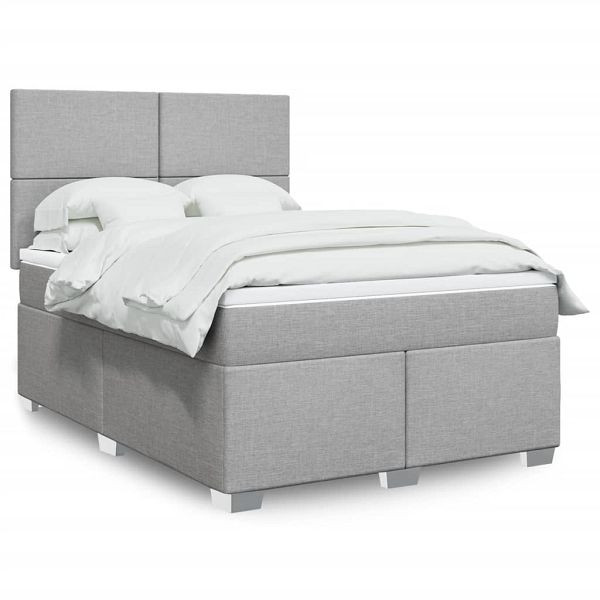 vidaXL Boxspringbett mit Matratze Hellgrau 140x190 cm Stoff, 3290476