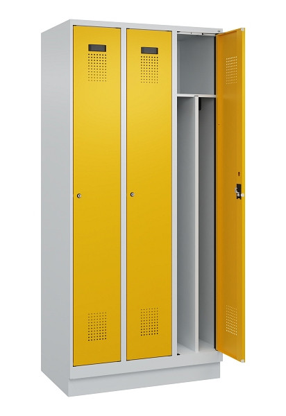 C+P Spind Evolo PLUS, mit Sockel, 3 Abteile, 1950x900x500mm, 7035/1004, Verschluss Zylinderschloss, 049020-30F S10027
