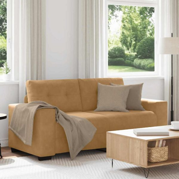 vidaXL Zweisitzer-Sofa Braun 140 cm Abmessung Samt, 4105129