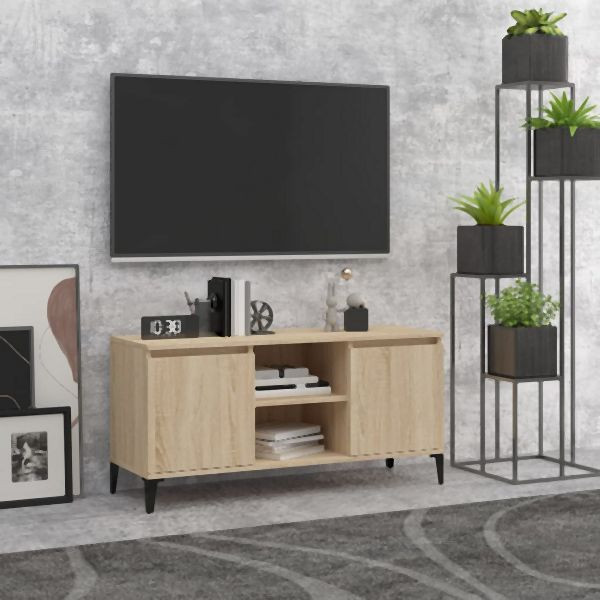 vidaXL TV-Schrank mit Metallbeinen Sonoma-Eiche 103,5x35x50 cm, 805971