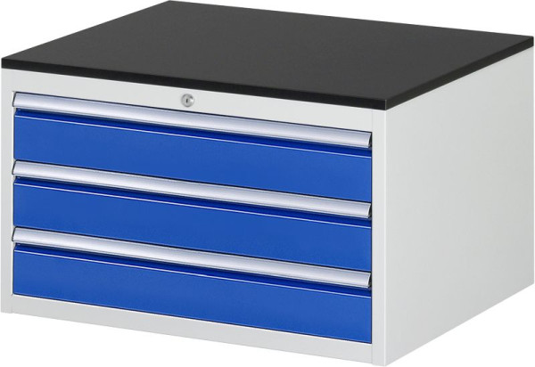 RAU Schubladenschrank Serie 7000, B770xT650xH460mm, 3 x Schublade-Größe-XL 3xH120mm, Arbeitsplatte mit Melaminharzbeschichtung, Stärke 19mm, 03-XL2.3A-M.11
