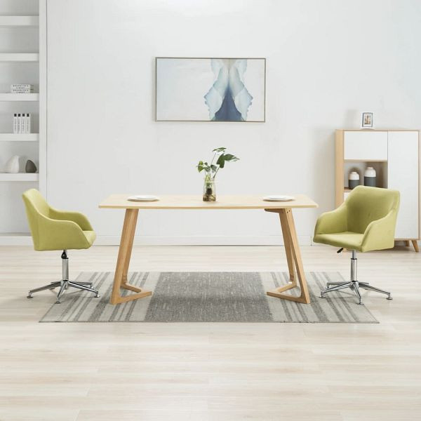 vidaXL Esszimmerstühle Drehbar 2 Stück Grün Stoff, 283484
