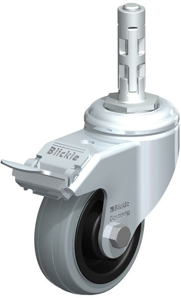 Blickle LKRA-VPA 80K-11-FI-E11 Apparate-Lenkrolle mit Expander & Feststeller, Vollgummi, Grau, 750908