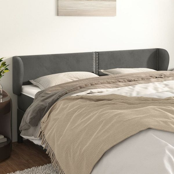 vidaXL Kopfteil mit Ohren Dunkelgrau 163x23x78/88 cm Samt, 3117059